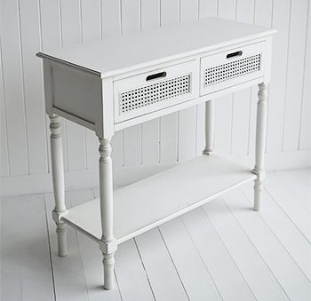 Colonial White Console Table with drawers and shelf