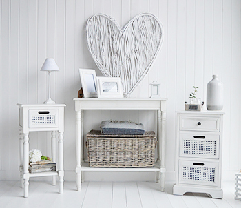 White furniture from The Colonial Range for white bedroom, living room and hallway furniture