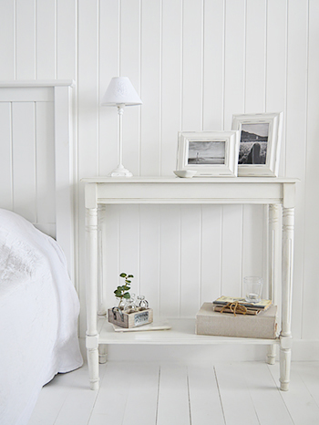 Large bedside table from The Colonial White range of white bedroom furniture