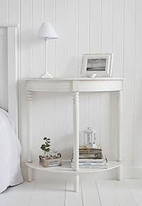 White colonial white large bedside table with bottom shelf