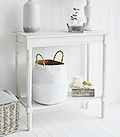 Simple affordable white furniture. Colonial white hallway furniture, perfect console table for small halls