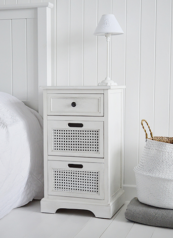 Colonial White Bedroom Furniture - Bedside Cabinet with drawers