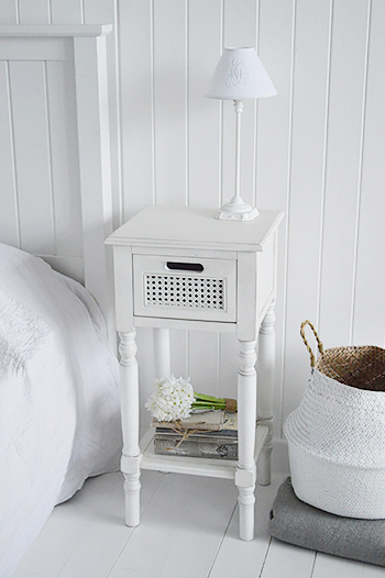 White bedside table for white bedroomfurniture