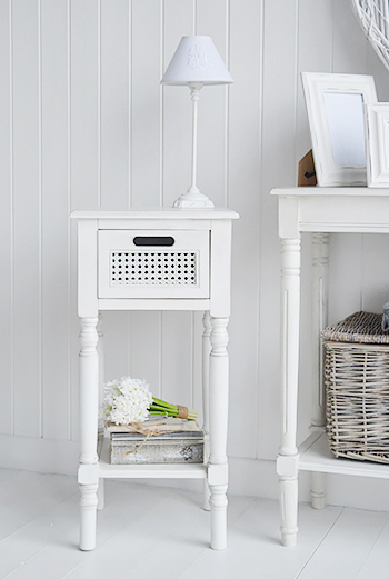 Colonial white living room and hallway furniture