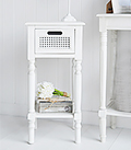 Colonial White small lamp table with a drawer and shelf for hall furniture storage