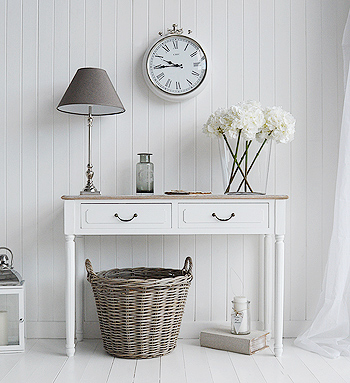 Suffolk white console table for hallway furniture  for cottage and coastal interior design