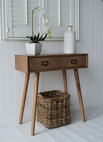 Henley scandi hall console table with 2 drawers for a little scandi chic in your beach home interior