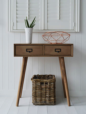 Henley conosle table for New England, cottage and coastal interior designed homes. Perfect scandi hallway furniture