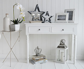 Silver and white New England Console Table