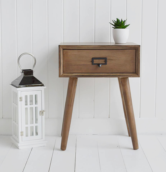 Henley scandi lamp table with a drawer for bedroom and living room furniture