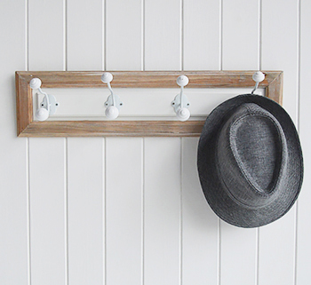 coat rack in white and natural wood