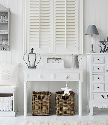 White Window Shutters give plently of privacy and are a beautiful window covering that will remain stylish for many years to come