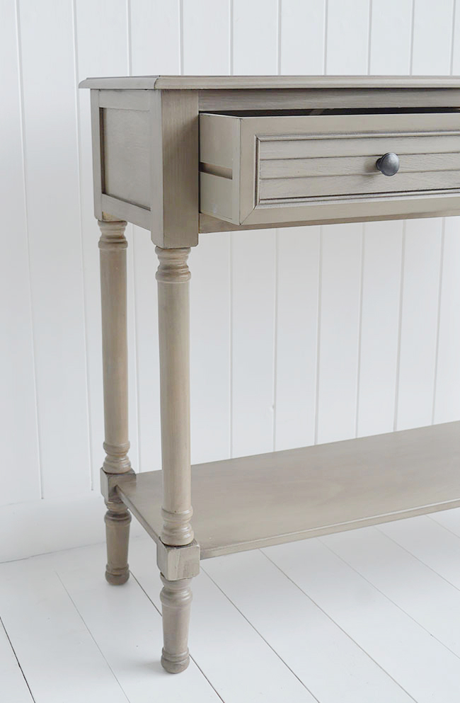Newport cottage french grey console table for cottage interior design