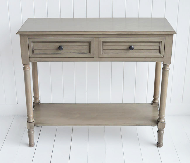 Newport cottage french grey console table for country hall interiors