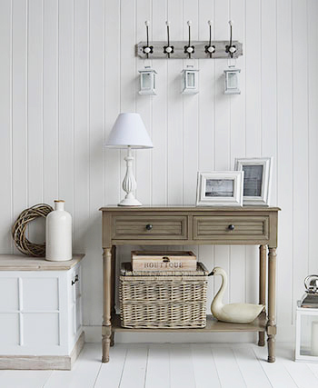 Newport french grey hall console table with drawers