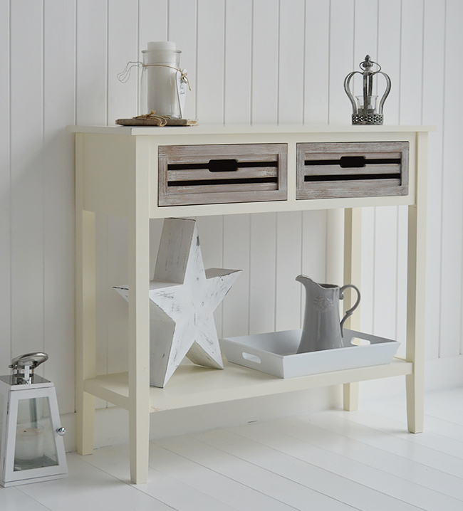 Norfolk cream console table with drawers