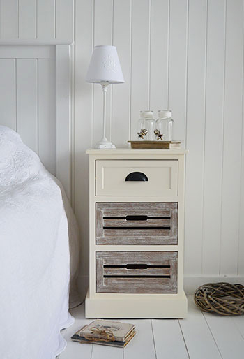 Norfolk cream bedside table with drawers