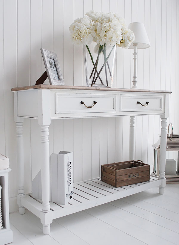 <empty>The Brittany large white console table, see all in stock and further details by going to our console table section within hallway furniture