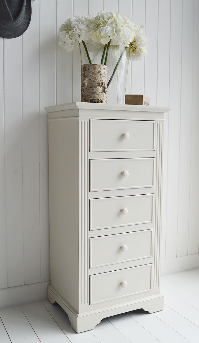 Rockport Ivory tall chest of drawers. Perfect for bedroom furniture