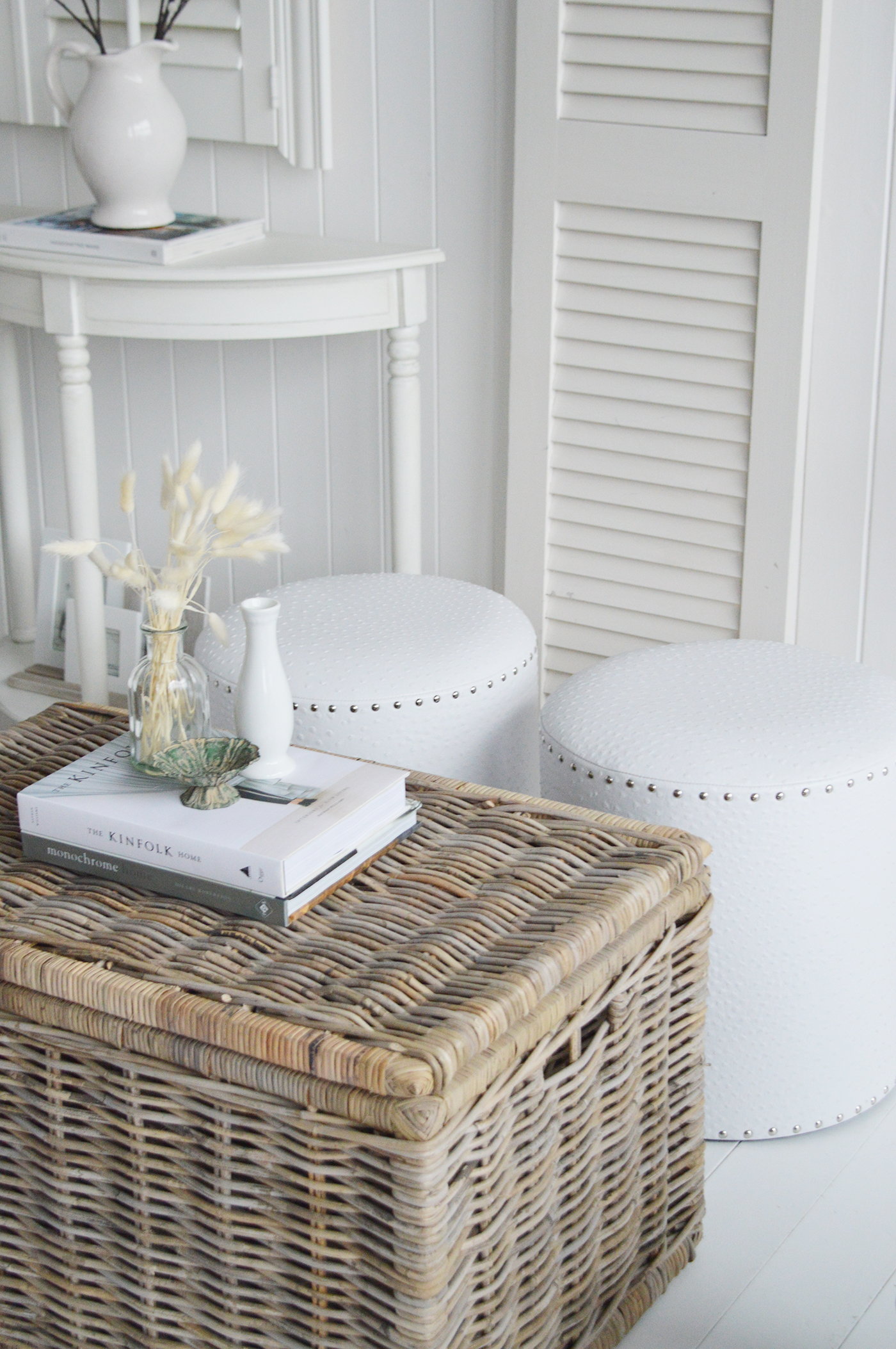 White coffee table stool for living room
