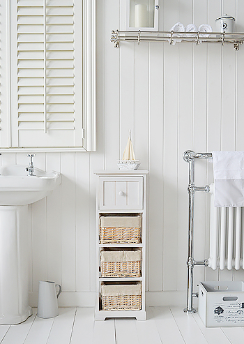 Cape Cod Slim White Bathroom Cabinet, Skinny Bathroom Cabinet