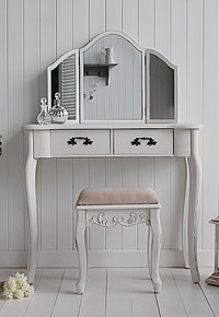 Antique White Dressing table. Mirror and stool available