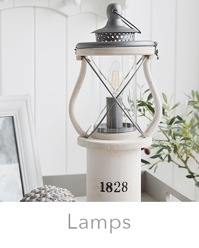 New Englns style lamps for beside the bed. Coastal and country cottage homes