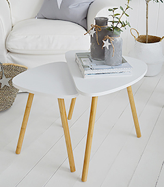 Bethel Cove white nest of tables, coffee table for living room furniture in New England, Coastal, Country and White interiors