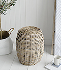 Casco Bay grey willow seat stool table for coastal and New England Interior Furniture