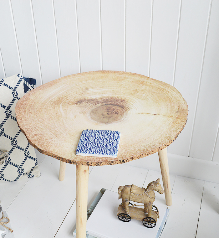 The White Lighthouse Coastal, Scandinavian, Country Coastal and New England Furniture - Hartfor Tree Trunk Tabl