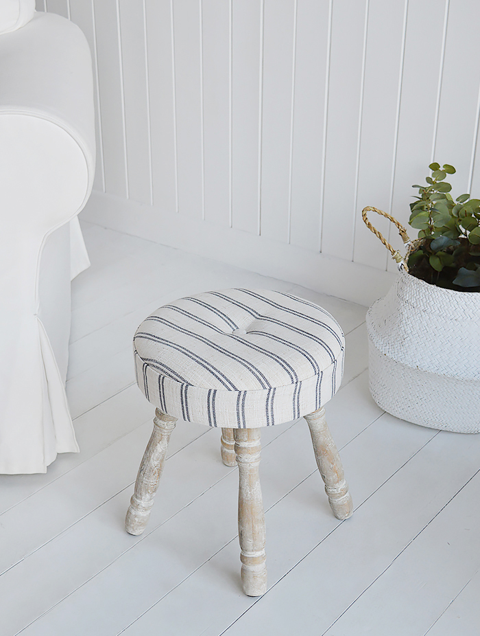 Long Island small stool or foot stool for country and coastal living room furniture