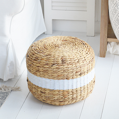 Freedom Seagrass Stool, Seat or side table - Coastal, Modern Country and Farmhouse New England Living Room Furniture