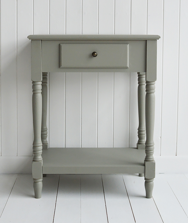 Charleston grey console hall table with shel and drawer for hallway lamp table
