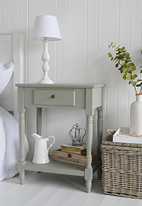 Charleston Grey large bedside table with bottom shelf and drawer