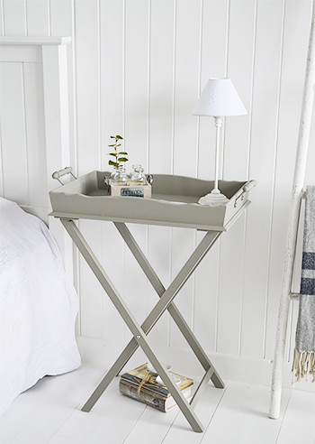 Grey bedside table from Charleston range of furniture
