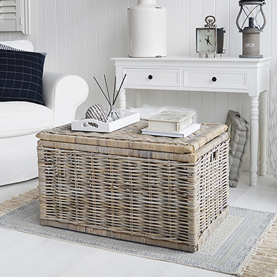 The large Seaside willow coastal coffee table with plenty of storage. a perfect piece of coastal living room furniture