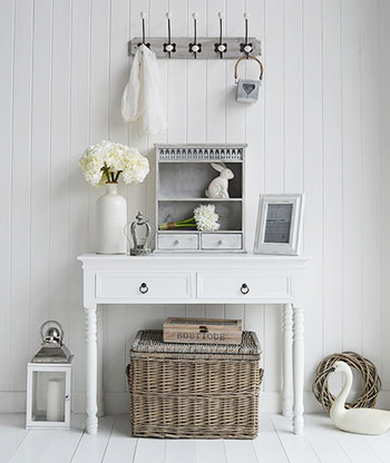 New England white hallway console table