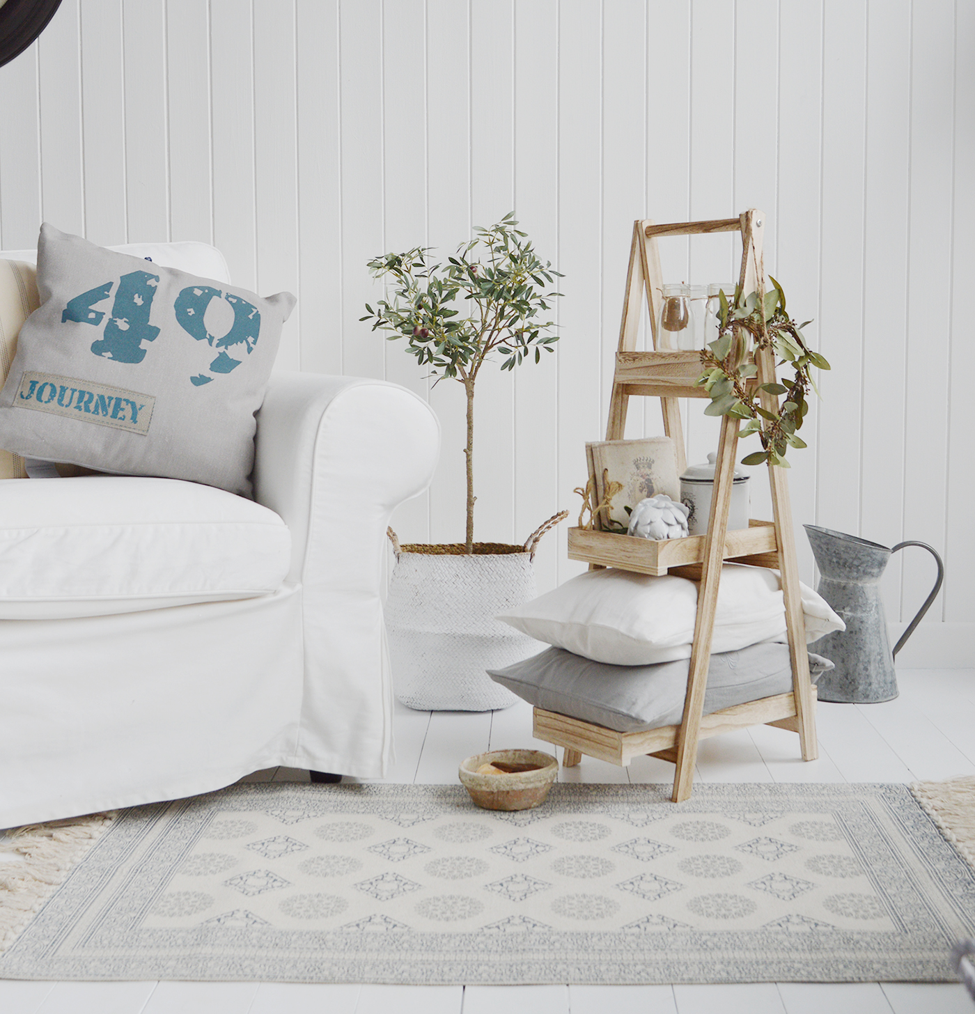 View our range of white living room furniture in New England, Coastal and Country style home interiors from The White Lighthouse