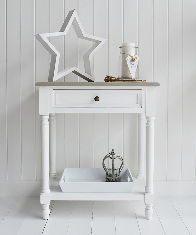 Cove Bay small console table or lamp table in  white for hall in coastal homes