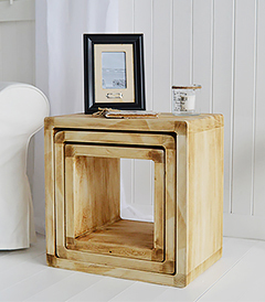 The White Lighthouse Coastal Furniture - A nest of driftwood style lamp tables for the living room and hallway