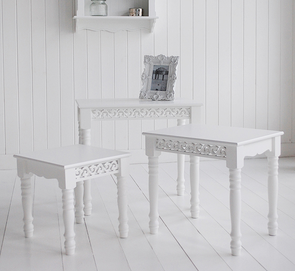 White nest of tables The White Lighthouse Living Room Furniture large