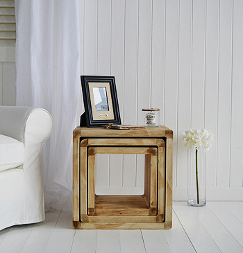 Driftwood Style Cubes. Nest of 3 Lamp Tables or Shelves