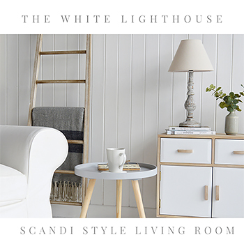 Scandi style living room furniture from The White Lighthouse. Delivery to UK