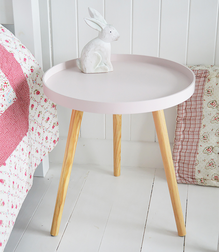 Portland Pink small Bedside table The White Lighthouse Furniture