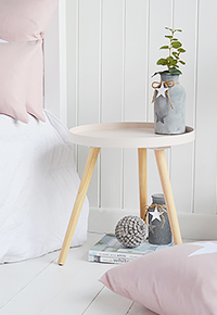Grey Tripod wooden scandi small bedside table