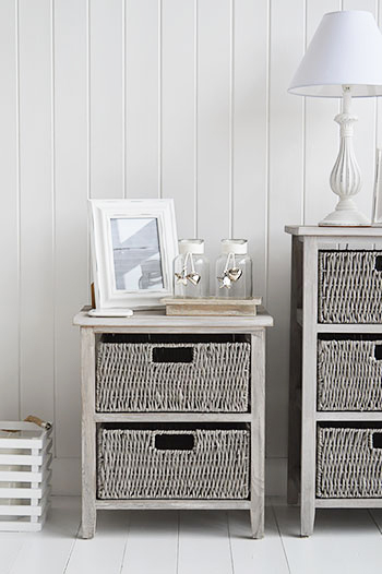 St Ives grey storage small 2 baskets for living room furniture. A white and grey home