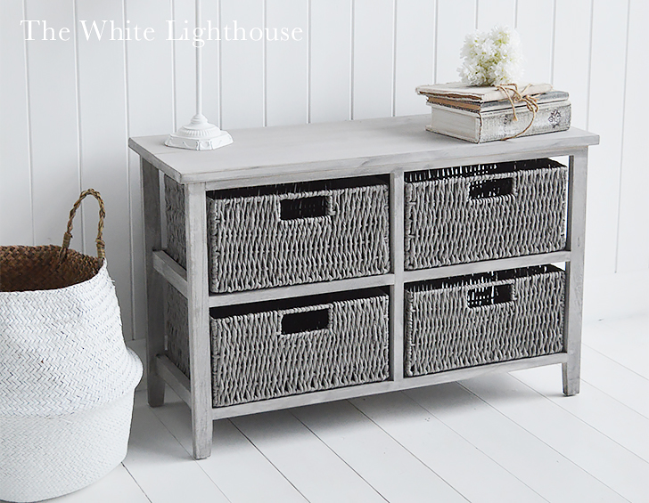 St Ives Grey Storage furniture with 4 drawers, ideal under window or as television cabinet