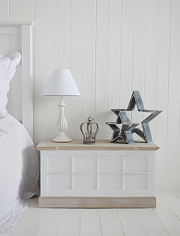 White bedroom with grey stars