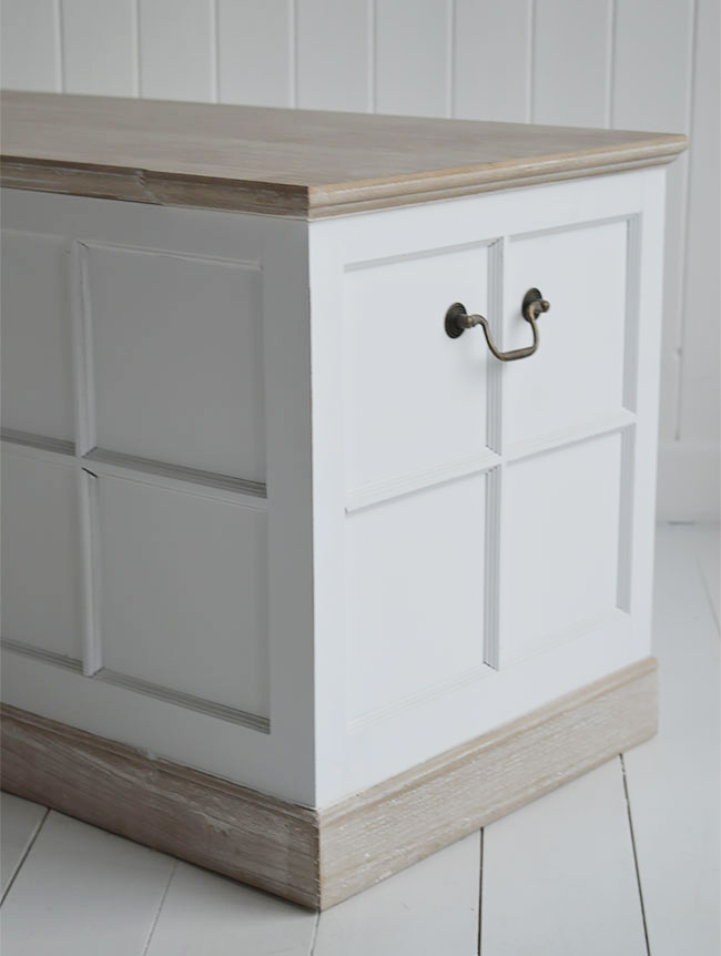 Vermont storage trunk for white furniture in hallway