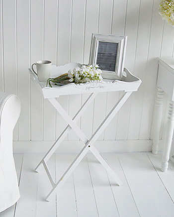 White Butler Tray Side Table for living room